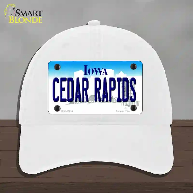 HAT14-MLP-10939 Cedar Rapids Iowa Novelty License Plate Hat, Unconstructed Cotton - White