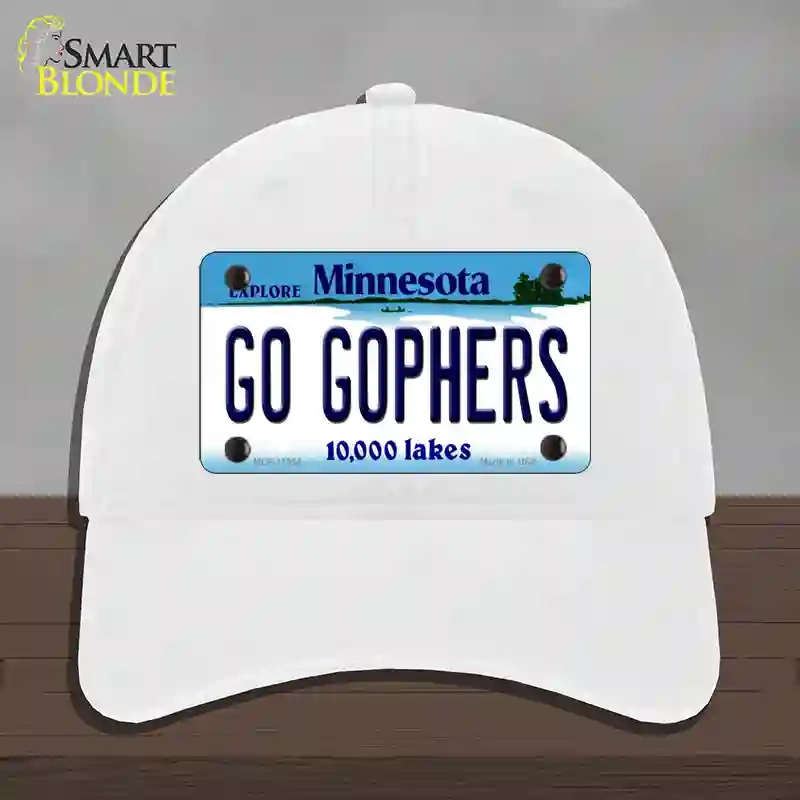 HAT14-MLP-11054 Go Gophers Minnesota State Novelty License Plate Hat, Unconstructed Cotton - White
