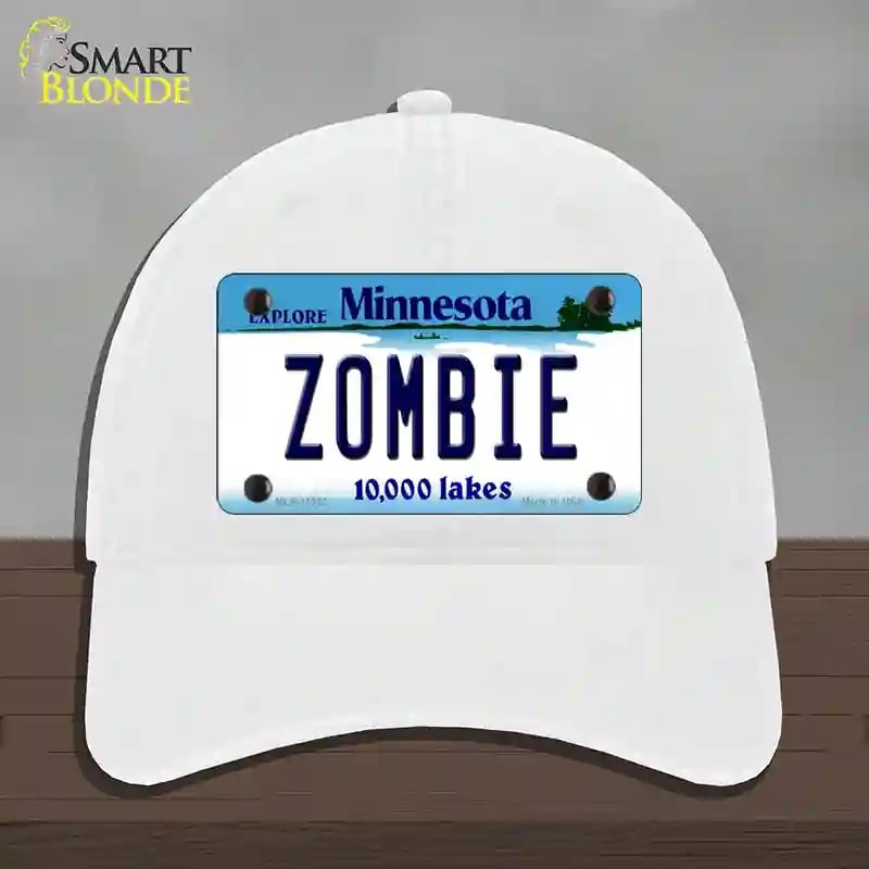 HAT14-MLP-11062 Zombie Minnesota State Novelty License Plate Hat, Unconstructed Cotton - White