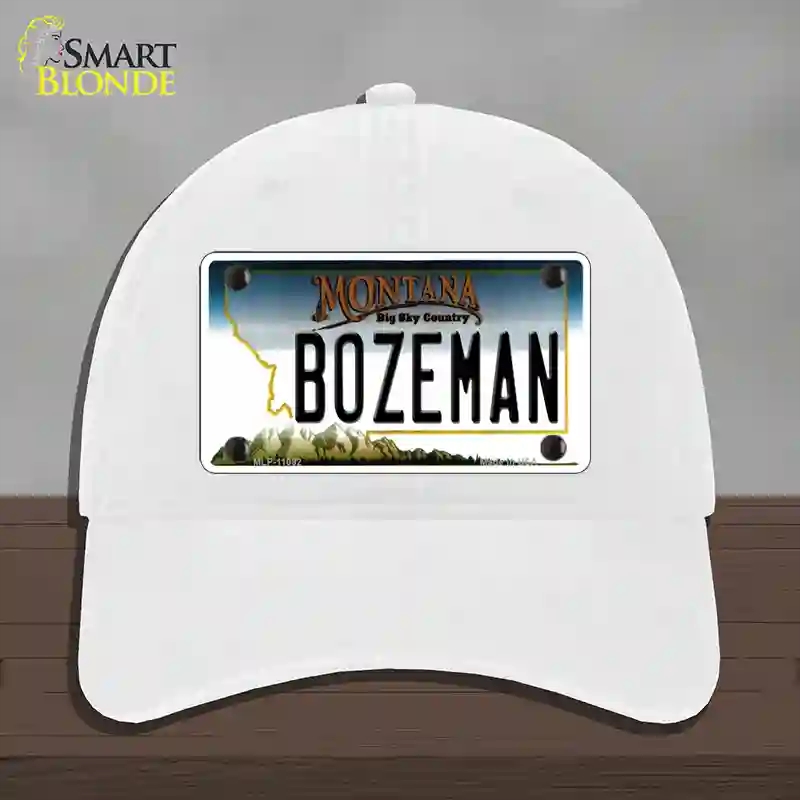 HAT14-MLP-11092 Bozeman Montana State Novelty License Plate Hat, Unconstructed Cotton - White