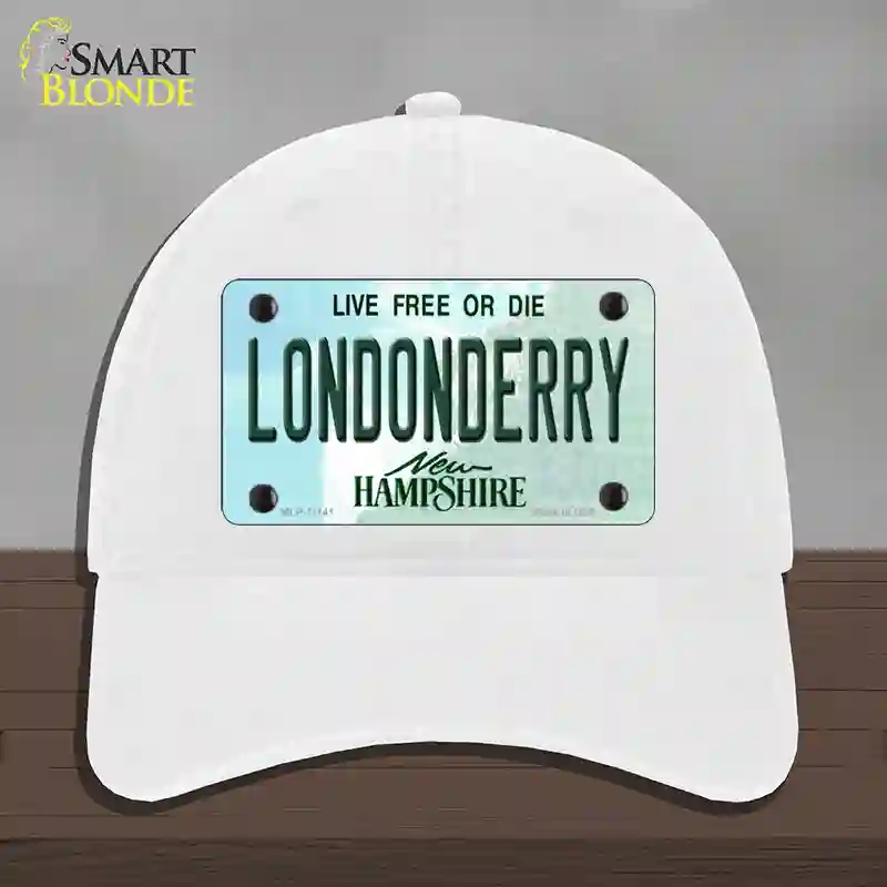 HAT14-MLP-11141 Londonderry   Hampshire State Novelty License Plate Hat, Unconstructed Cotton - White