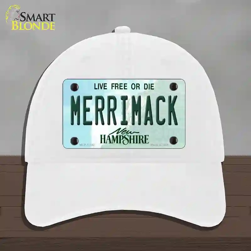 HAT14-MLP-11142 Merrimack   Hampshire State Novelty License Plate Hat, Unconstructed Cotton - White