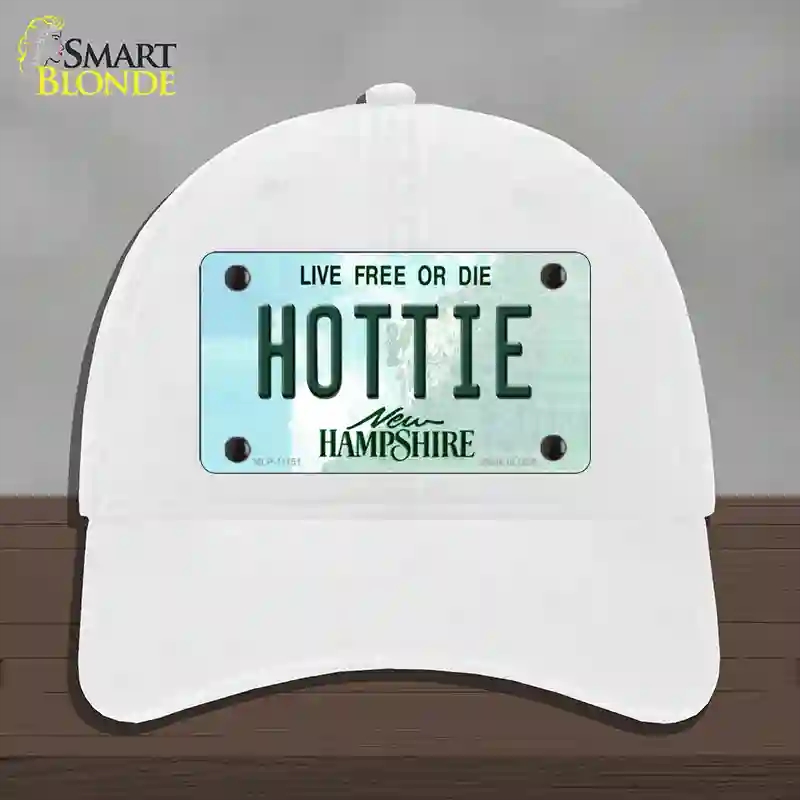 HAT14-MLP-11151 Hottie   Hampshire State Novelty License Plate Hat, Unconstructed Cotton - White