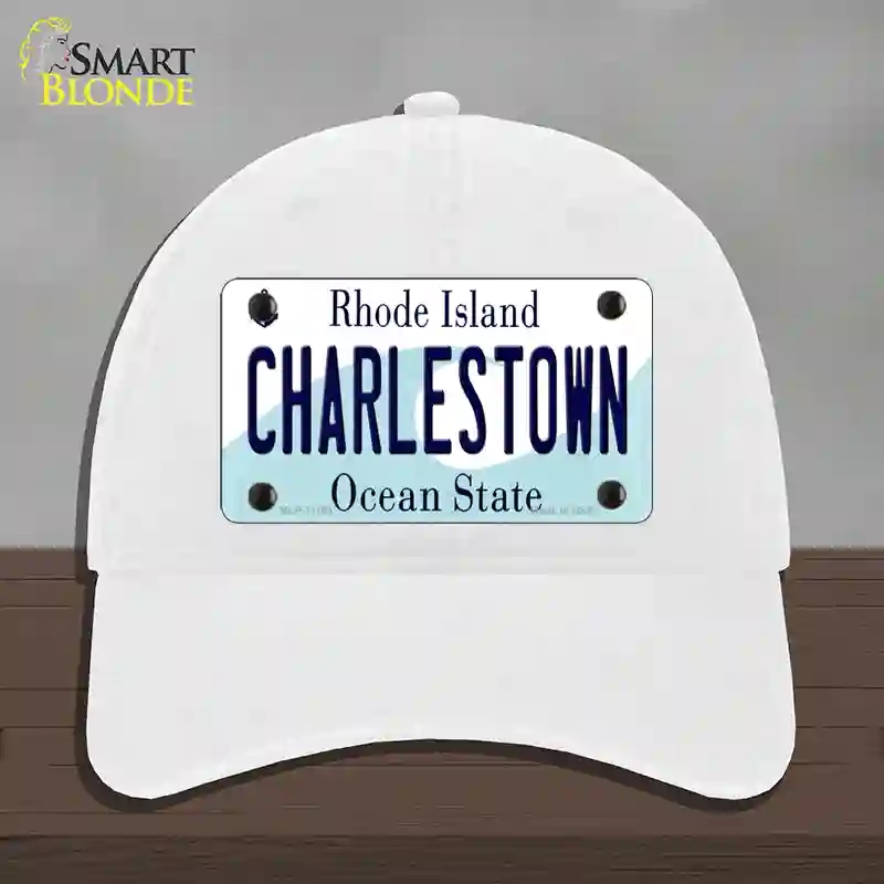HAT14-MLP-11194 Charlestown Rhode Island State Novelty License Plate Hat, Unconstructed Cotton - White