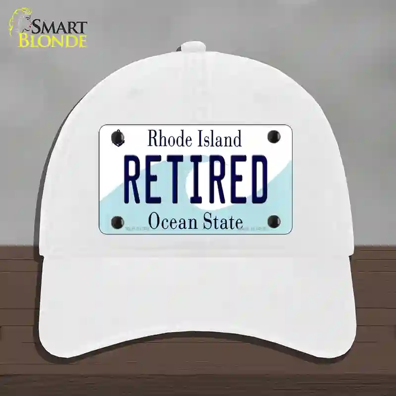 HAT14-MLP-11201 Retired Rhode Island State Novelty License Plate Hat, Unconstructed Cotton - White