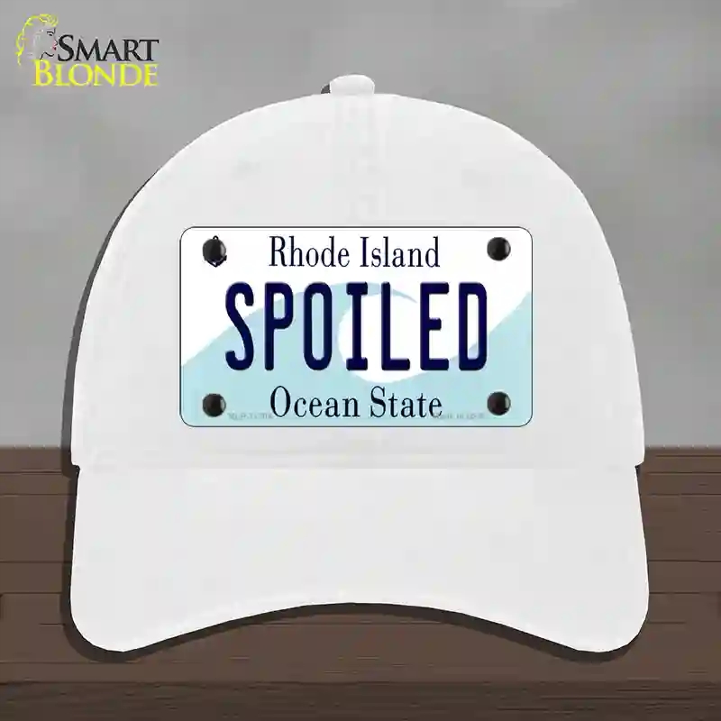 HAT14-MLP-11204 Spoiled Rhode Island State Novelty License Plate Hat, Unconstructed Cotton - White