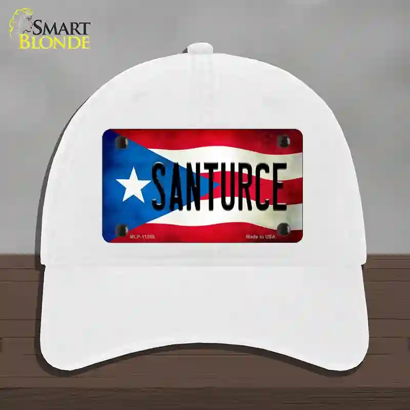 HAT14-MLP-11399 Santurce Puerto Rico Flag Novelty License Plate Hat, Unconstructed Cotton - White