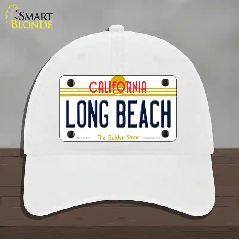 HAT14-MLP-11423 Long Beach California Novelty License Plate Hat, Unconstructed Cotton - White