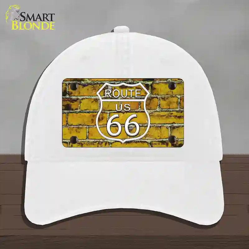 HAT14-MLP-11459 Route 66 Yellow Brick Wall Novelty License Plate Hat, Unconstructed Cotton - White