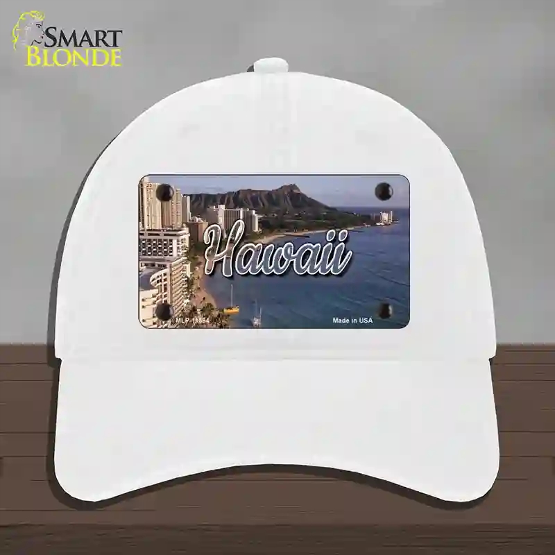 HAT14-MLP-11594 Hawaii Beach State Novelty License Plate Hat, Unconstructed Cotton - White