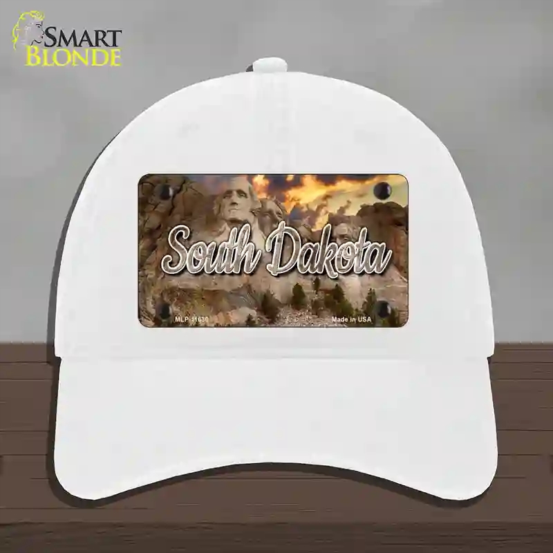 HAT14-MLP-11630 South Dakota Mt Rushmore State Novelty License Plate Hat, Unconstructed Cotton - White