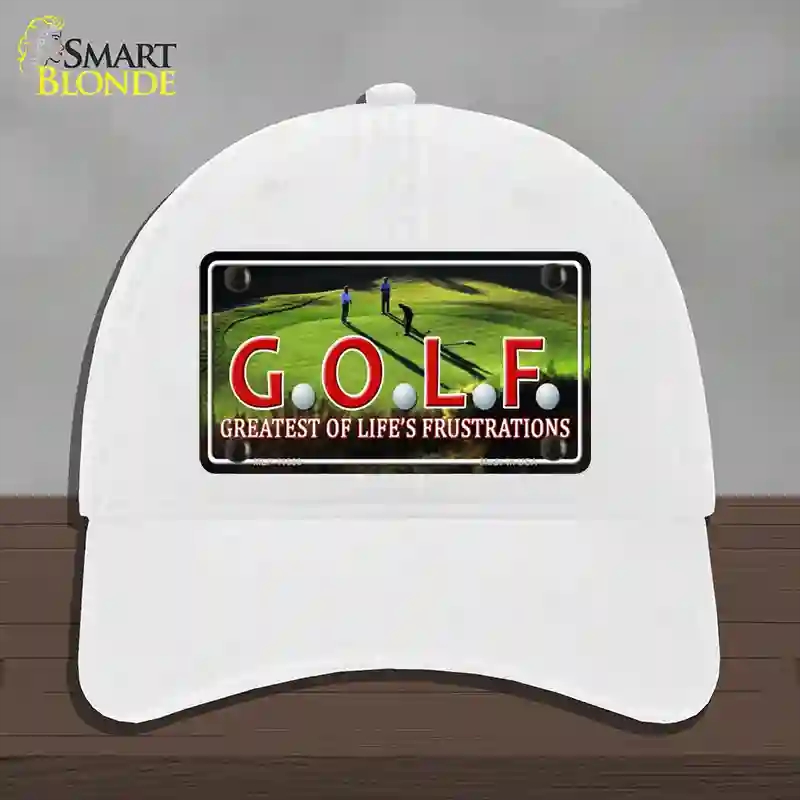 HAT14-MLP-11680 Golf Novelty License Plate Hat, Unconstructed Cotton - White