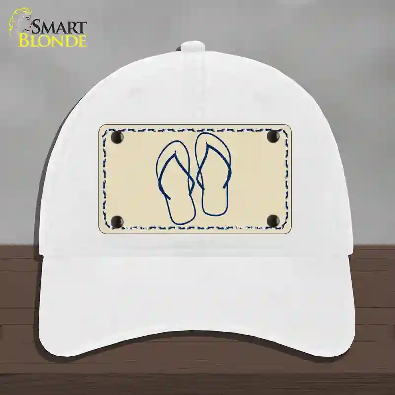 HAT14-MLP-1178 Flip Flops Novelty License Plate Hat, Unconstructed Cotton - White