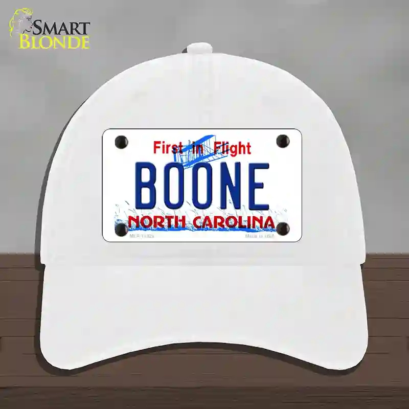 HAT14-MLP-11824 Boone North Carolina Novelty License Plate Hat, Unconstructed Cotton - White