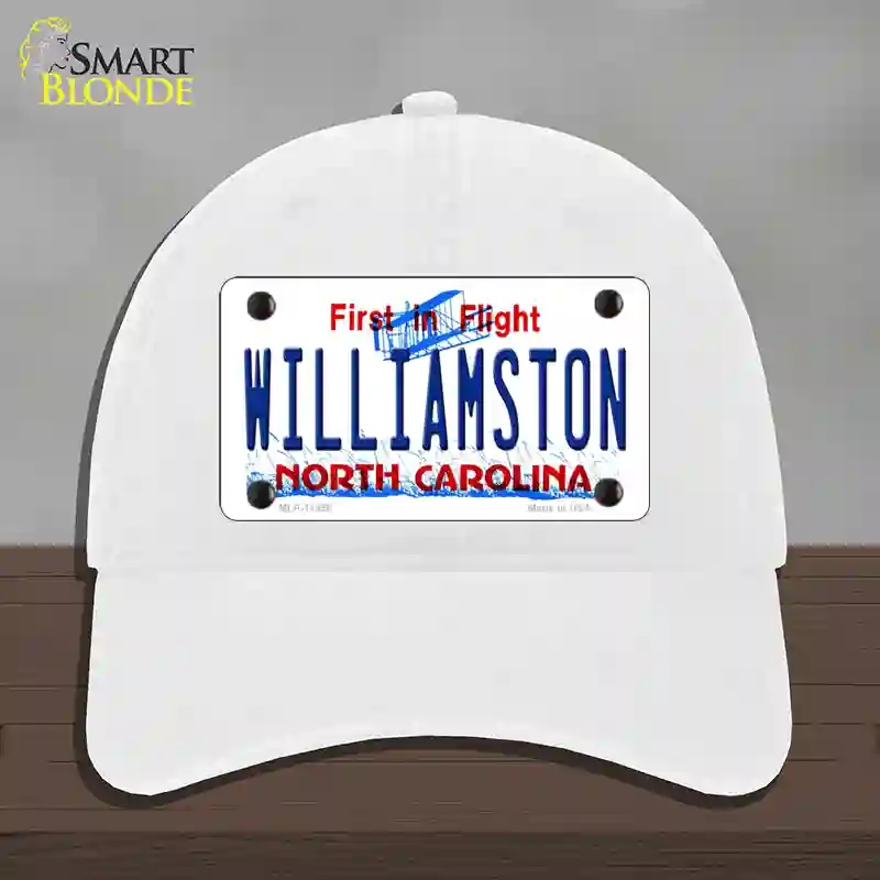 HAT14-MLP-11858 Williamston North Carolina Novelty License Plate Hat, Unconstructed Cotton - White