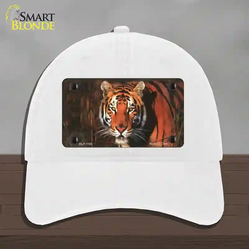 HAT14-MLP-1188 Tiger Novelty License Plate Hat, Unconstructed Cotton - White