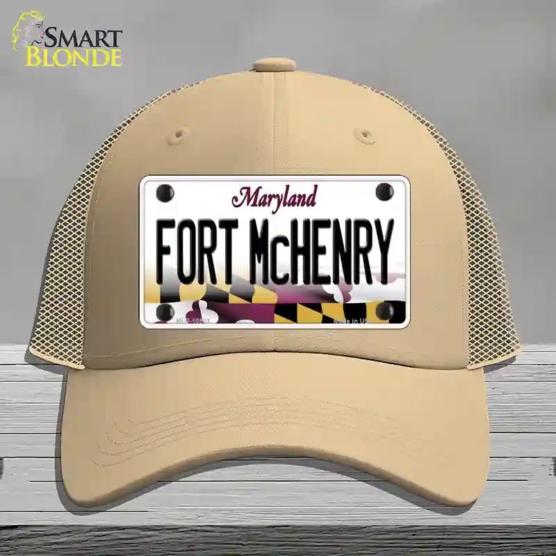 HAT15-MLP-10509 Fort McHenry Maryland Novelty License Plate Hat, Mesh - Khaki