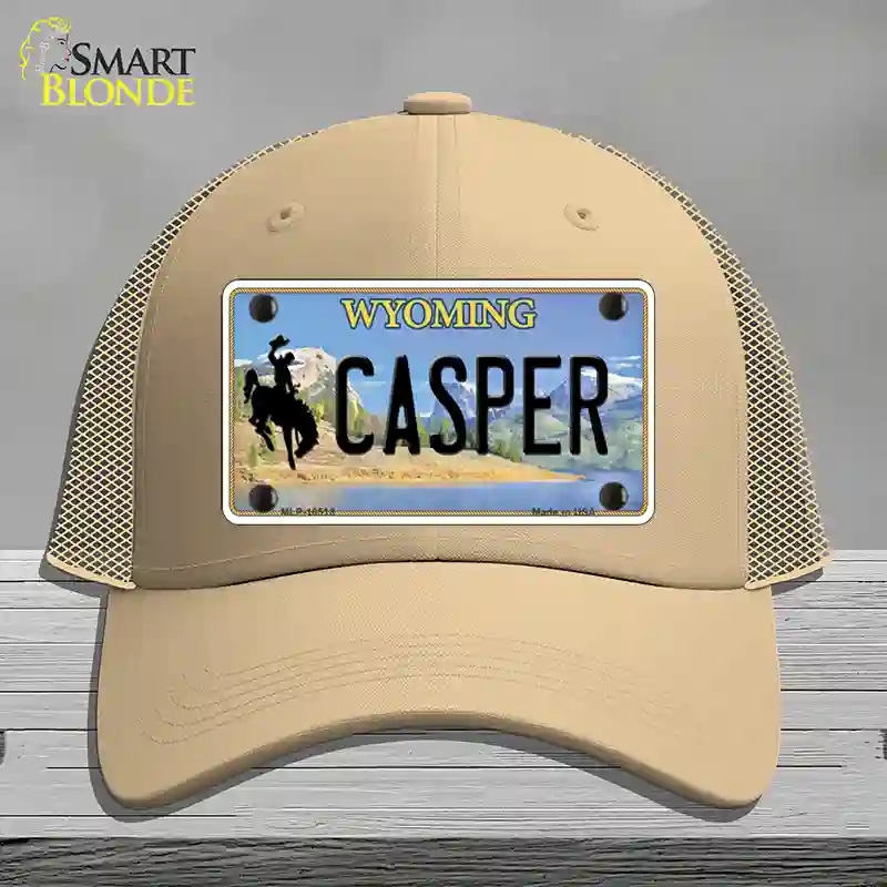 HAT15-MLP-10518 Casper Wyoming Novelty License Plate Hat, Mesh - Khaki