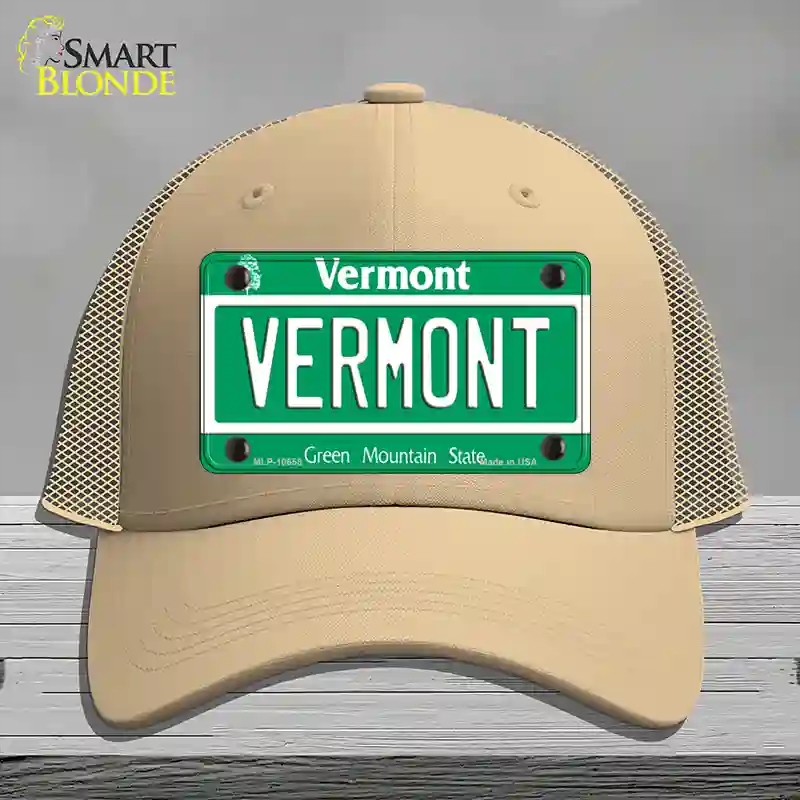HAT15-MLP-10658 Vermont Green Mountain State Novelty License Plate Hat, Mesh - Khaki