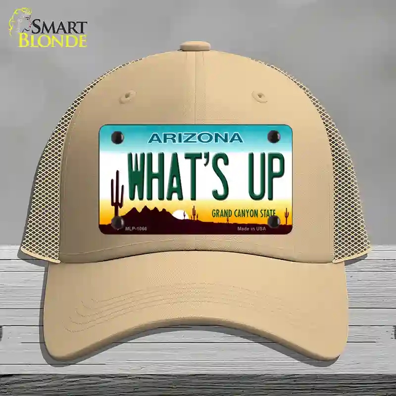 HAT15-MLP-1066 Whats Up Novelty License Plate Hat, Mesh - Khaki