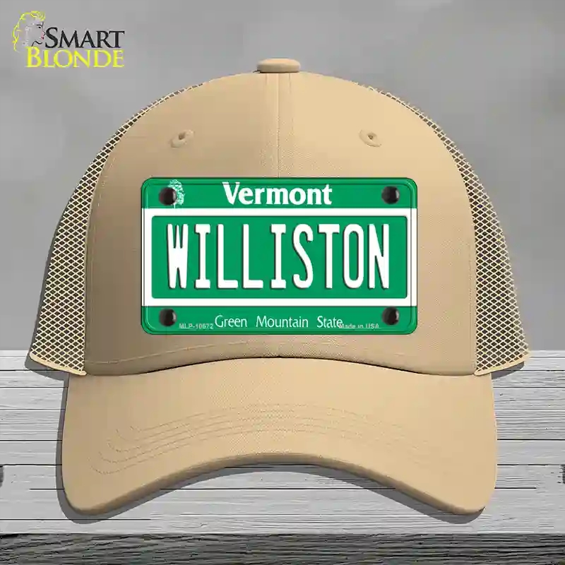 HAT15-MLP-10672 Williston Vermont Novelty License Plate Hat, Mesh - Khaki