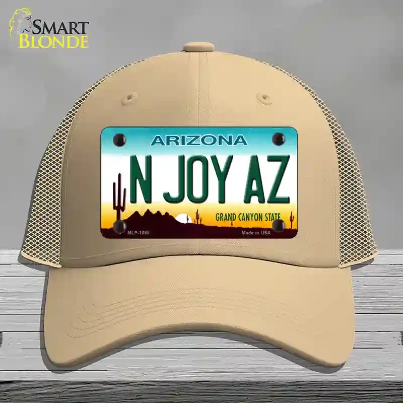 HAT15-MLP-1068 N Joy Arizona Novelty License Plate Hat, Mesh - Khaki