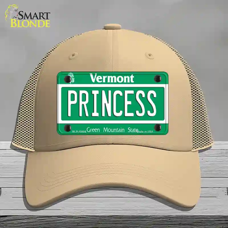 HAT15-MLP-10686 Princess Vermont Novelty License Plate Hat, Mesh - Khaki