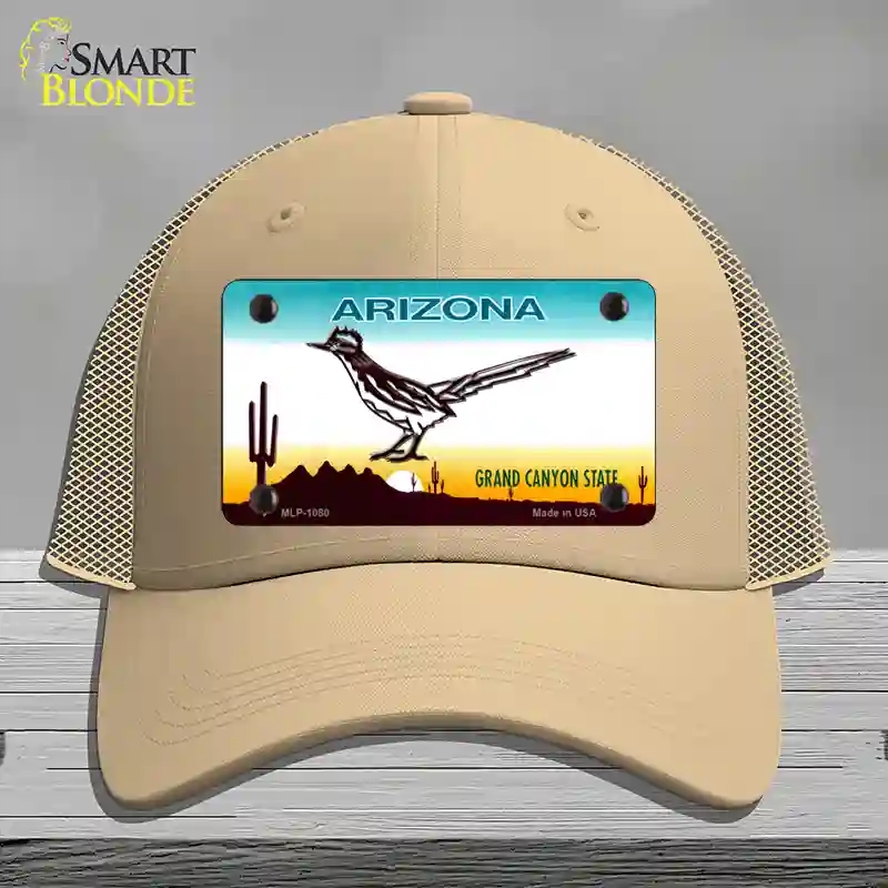HAT15-MLP-1080 Roadrunner Arizona Novelty License Plate Hat, Mesh - Khaki