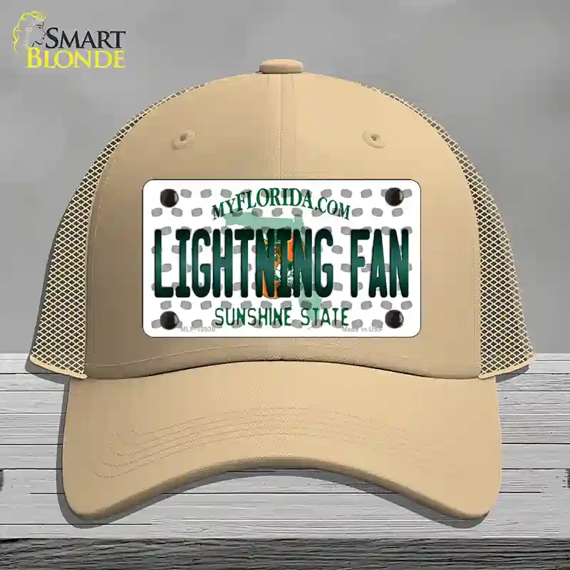 HAT15-MLP-10830 Lightning Fan Florida Novelty License Plate Hat, Mesh - Khaki