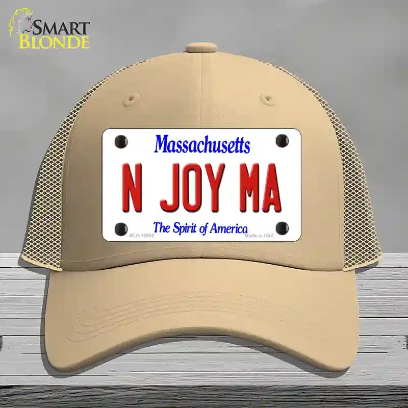 HAT15-MLP-10980 N Joy MA Massachusetts Novelty License Plate Hat, Mesh - Khaki