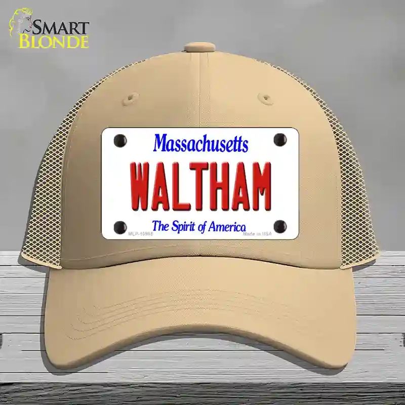 HAT15-MLP-10985 Waltham Massachusetts Novelty License Plate Hat, Mesh - Khaki