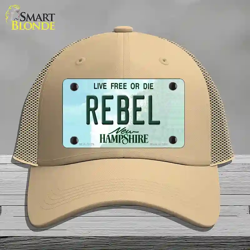 HAT15-MLP-11178 Rebel   Hampshire State Novelty License Plate Hat, Mesh - Khaki