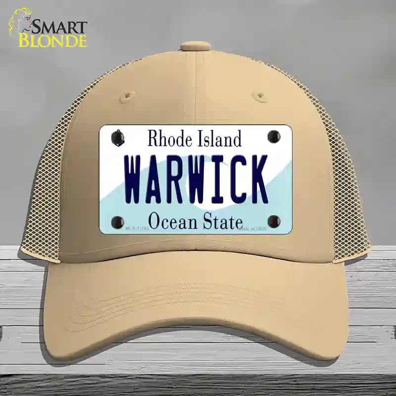 HAT15-MLP-11184 Warwick Rhode Island State Novelty License Plate Hat, Mesh - Khaki