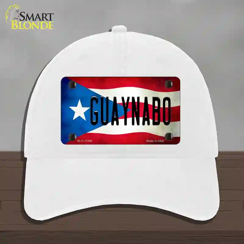 HAT14-MLP-11346 Guaynabo Puerto Rico Flag Novelty License Plate Hat, Unconstructed Cotton - White