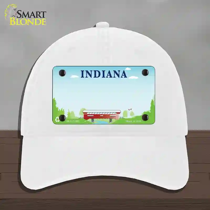 HAT14-MLP-11522 Indiana Recycle State Blank Novelty License Plate Hat, Unconstructed Cotton - White