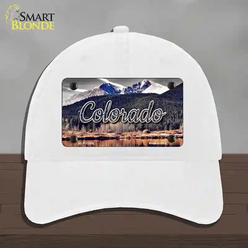 HAT14-MLP-11589 Colorado Forest & Mountains State Novelty License Plate Hat, Unconstructed Cotton - White