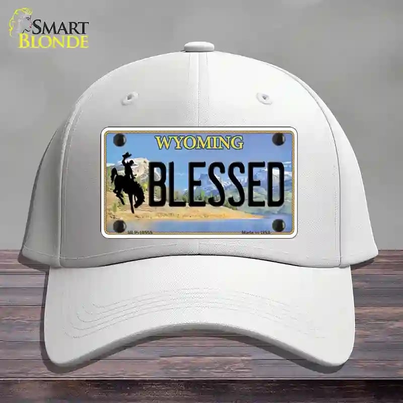 HAT21-MLP-10555 Blessed Wyoming Novelty License Plate Hat, Cotton - White