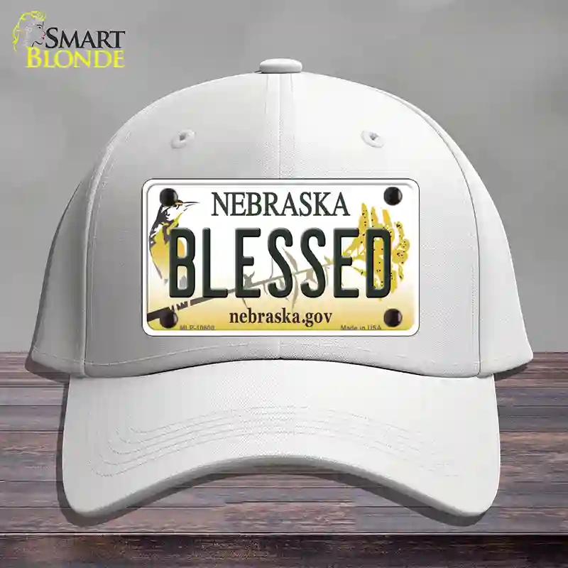 HAT21-MLP-10600 Blessed Nebraska Novelty License Plate Hat, Cotton - White