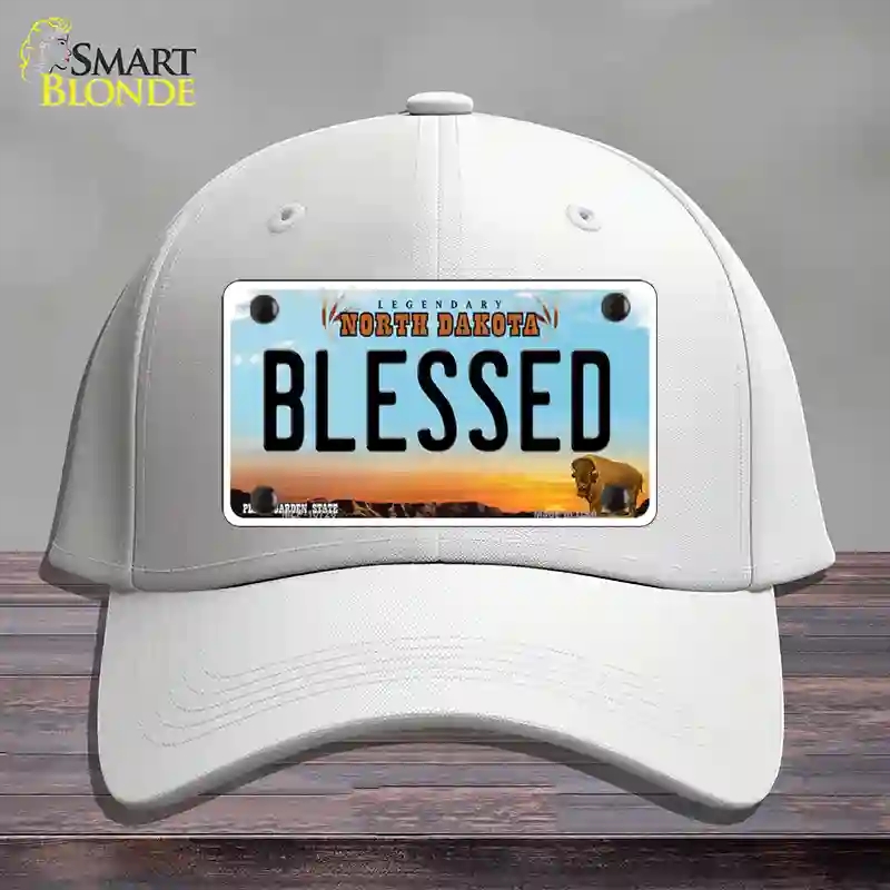 HAT21-MLP-10726 Blessed North Dakota Novelty License Plate Hat, Cotton - White