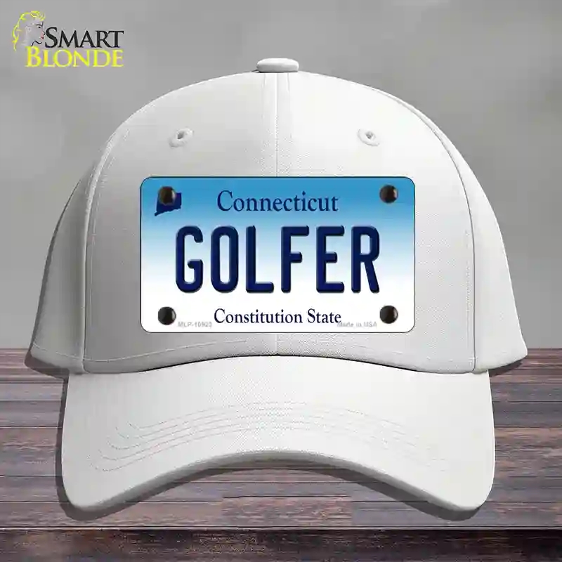 HAT21-MLP-10923 Golfer Connecticut Novelty License Plate Hat, Cotton - White