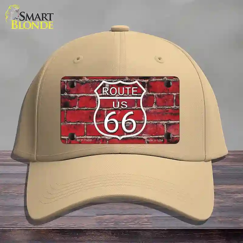 HAT22-MLP-11458 Route 66 Red Brick Wall Novelty License Plate Hat, Cotton - Khaki