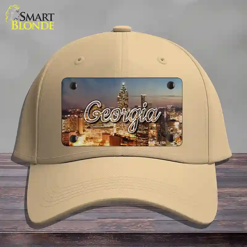 HAT22-MLP-11593 Georgia City Lights State Novelty License Plate Hat, Cotton - Khaki