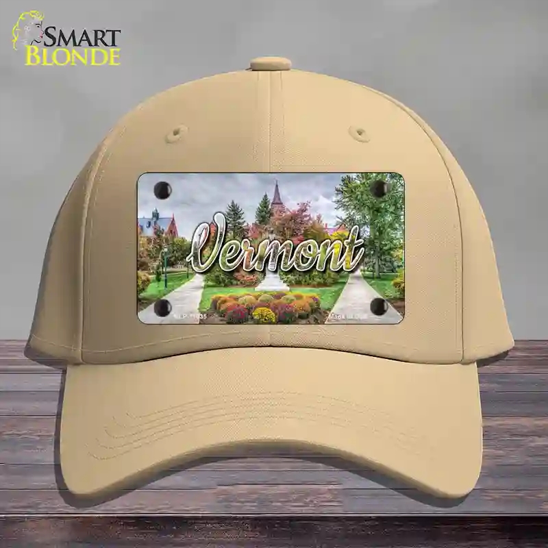 HAT22-MLP-11635 Vermont State Building State Novelty License Plate Hat, Cotton - Khaki