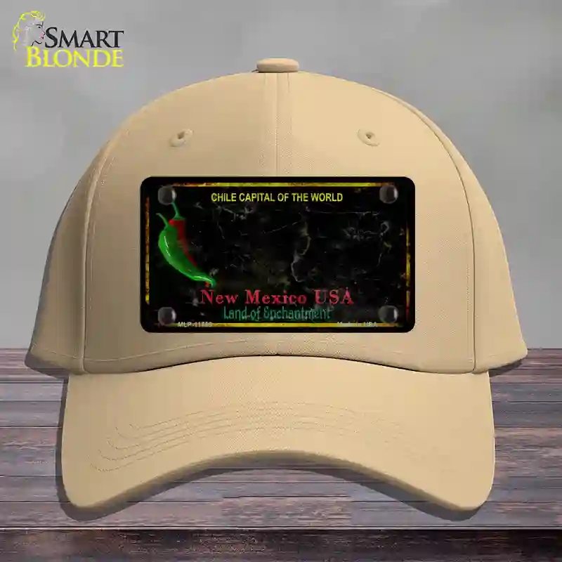 HAT22-MLP-11755   Mexico Black Blank Rusty State Novelty License Plate Hat, Cotton - Khaki