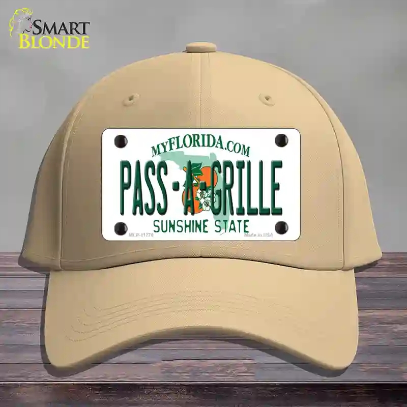 HAT22-MLP-11770 Pass a Grille Florida Novelty License Plate Hat, Cotton - Khaki