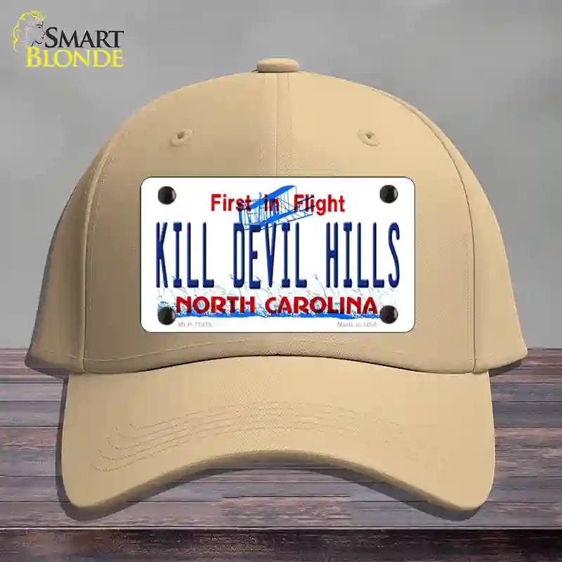 HAT22-MLP-11818 Kill Devil Hills North Carolina Novelty License Plate Hat, Cotton - Khaki