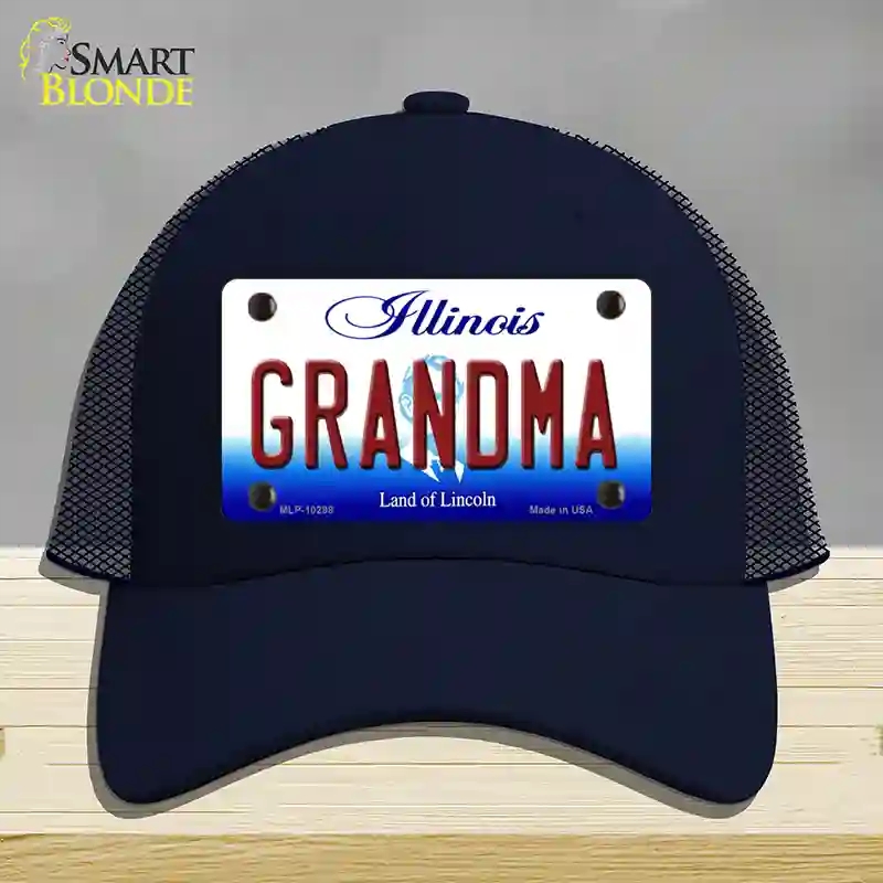 HAT16-MLP-10298 Grandma Illinois Novelty License Plate Hat, Mesh - Navy
