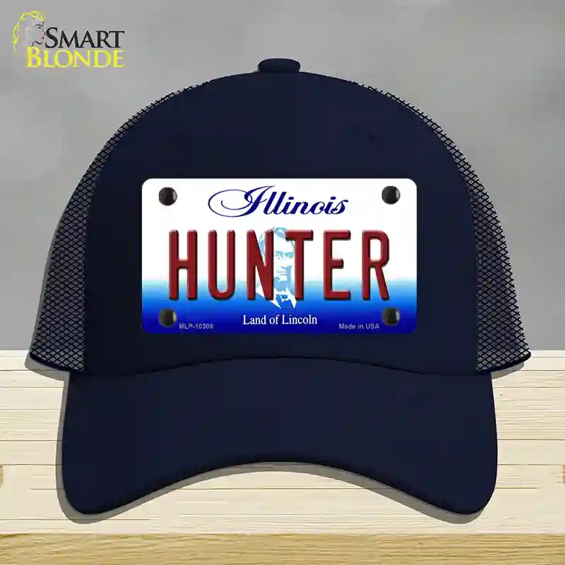 HAT16-MLP-10306 Hunter Illinois Novelty License Plate Hat, Mesh - Navy