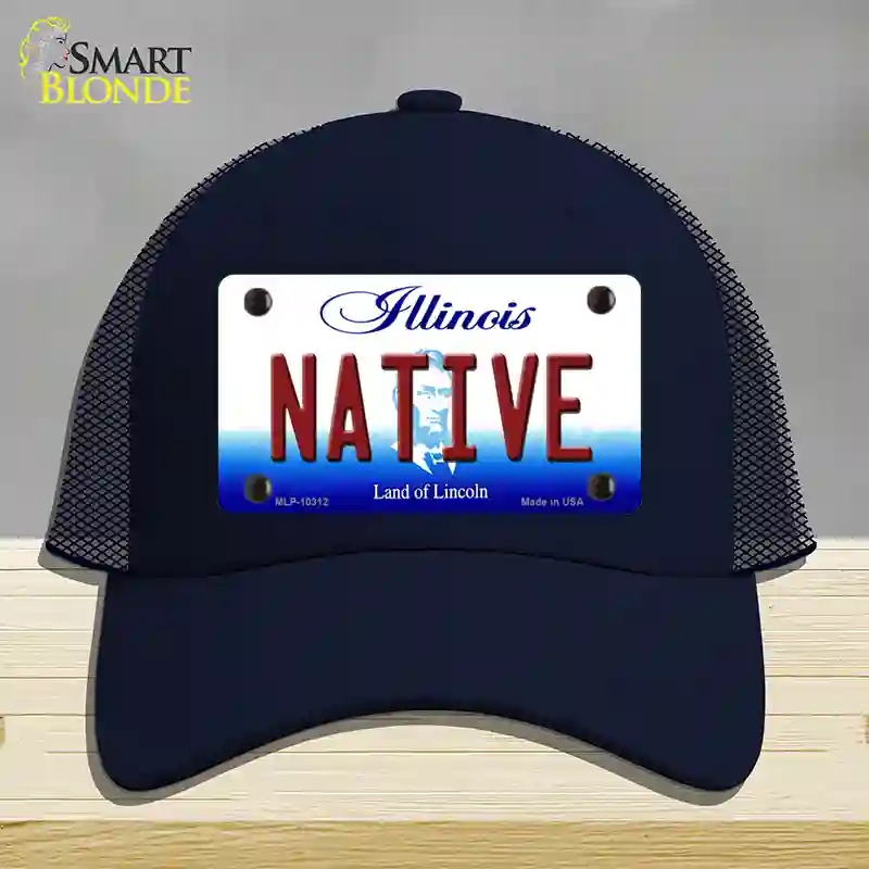 HAT16-MLP-10312 Native Illinois Novelty License Plate Hat, Mesh - Navy