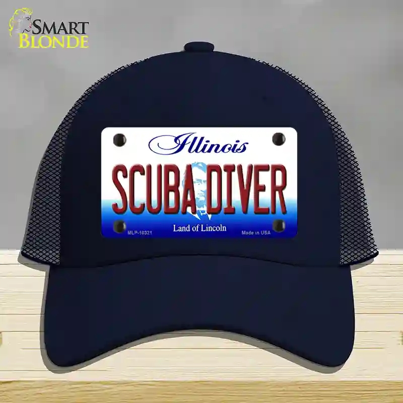 HAT16-MLP-10321 Scuba Diver Illinois Novelty License Plate Hat, Mesh - Navy